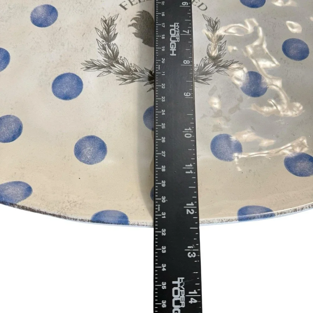 Certified International Susan Winget Feed & Seed Blue Dot Oval Platter 17